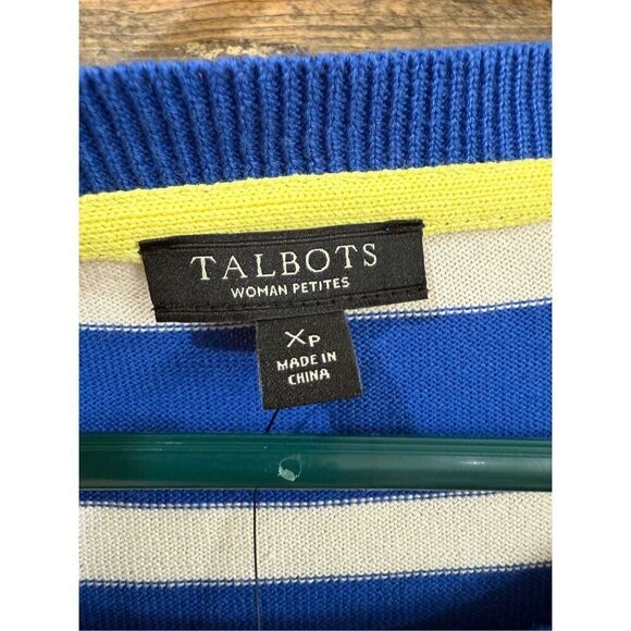 TALBOTS NWT Pullover Sweater Striped Sequin Glasses Size XP may fit XL - Picture 4 of 7